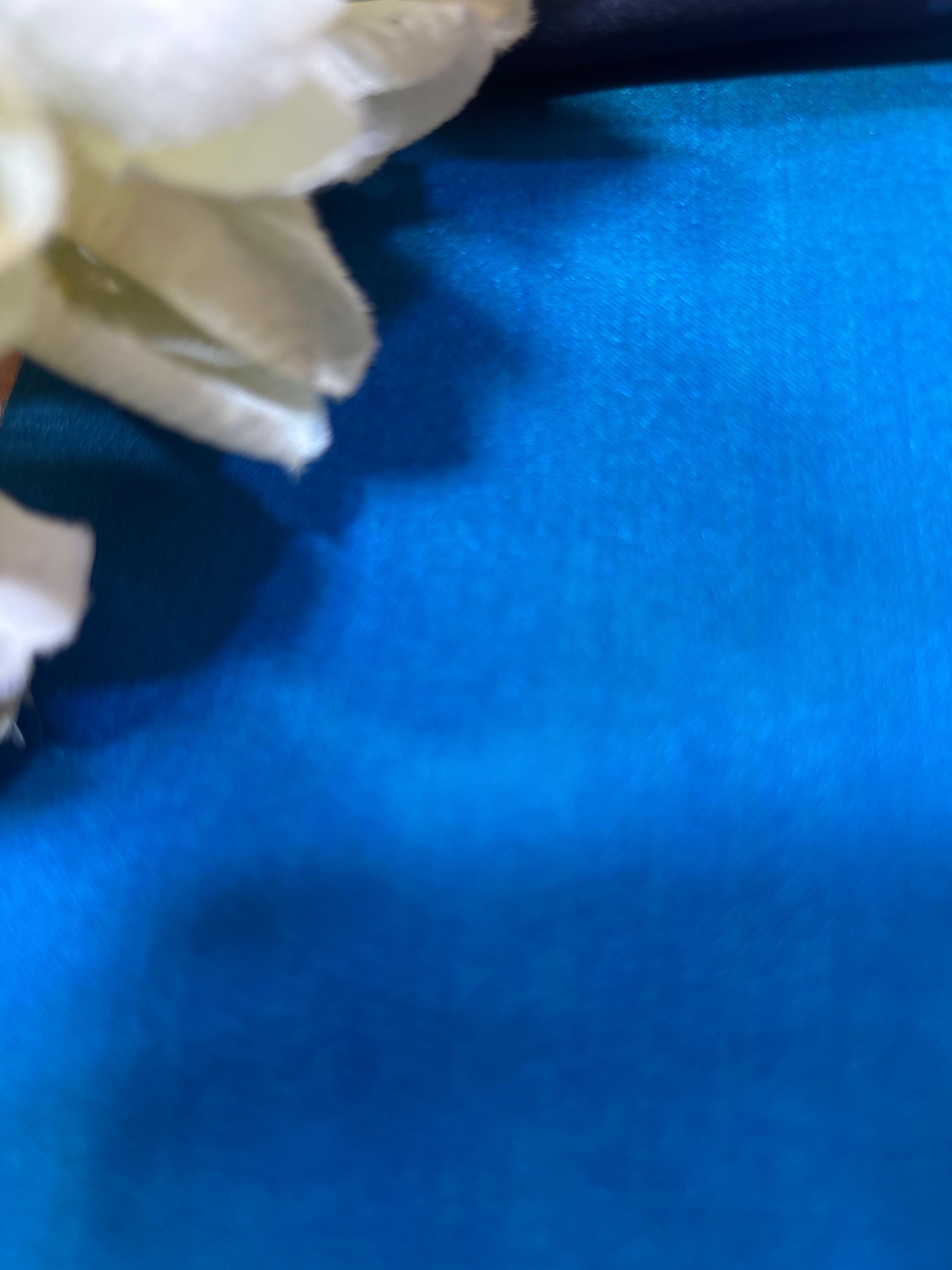 Blue Handloom Banarasi Plain Satin Silk Fabric ( 2.5 Mtr ) - Luxurion World