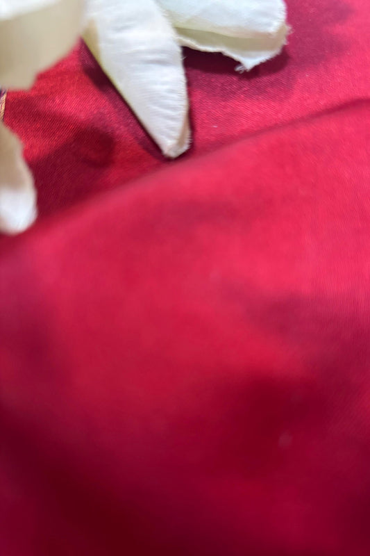 Luxurious Red Handloom Banarasi Plain Satin Silk Fabric ( 2.5 Mtr ) - Luxurion World