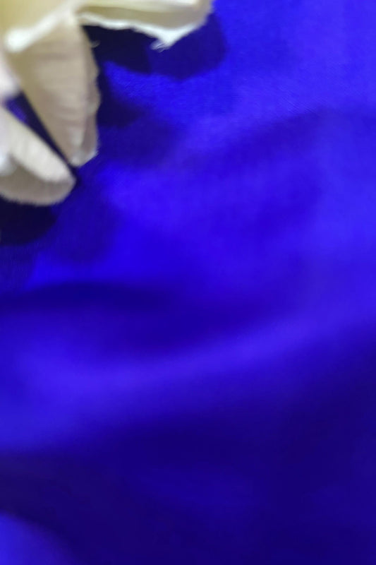 Blue Handloom Banarasi Plain Satin Silk Fabric ( 2.5 Mtr ) - Luxurion World