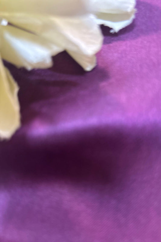 Exquisite Purple Handloom Banarasi Plain Satin Silk Fabric ( 2.5 Mtr ) - Luxurion World