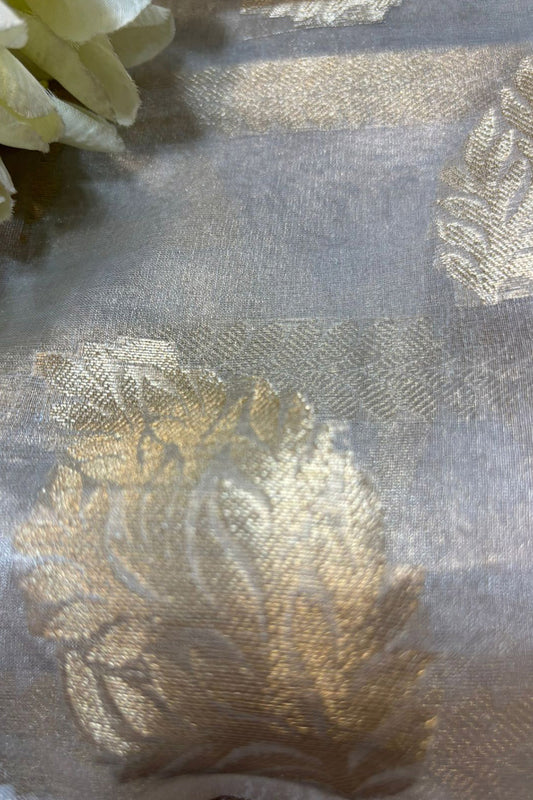 Dyeable Handloom Banarasi Tissue Organza Fabric ( 2.5 Mtr ) - Luxurion World