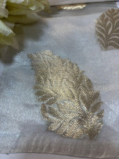 Dyeable Handloom Banarasi Tissue Organza Fabric ( 2.5 Mtr ) - Luxurion World