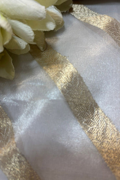 Dyeable Handloom Banarasi Tissue Organza Fabric ( 2.5 Mtr ) - Luxurion World