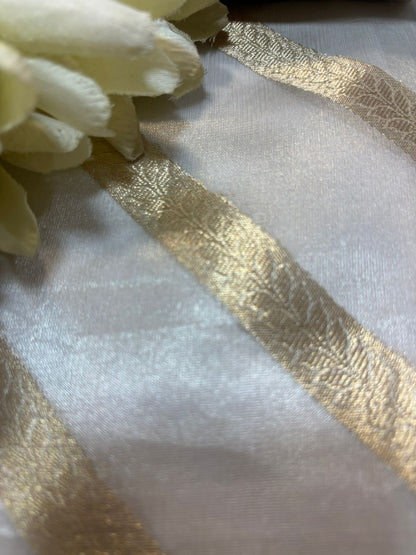 Dyeable Handloom Banarasi Tissue Organza Fabric ( 2.5 Mtr ) - Luxurion World