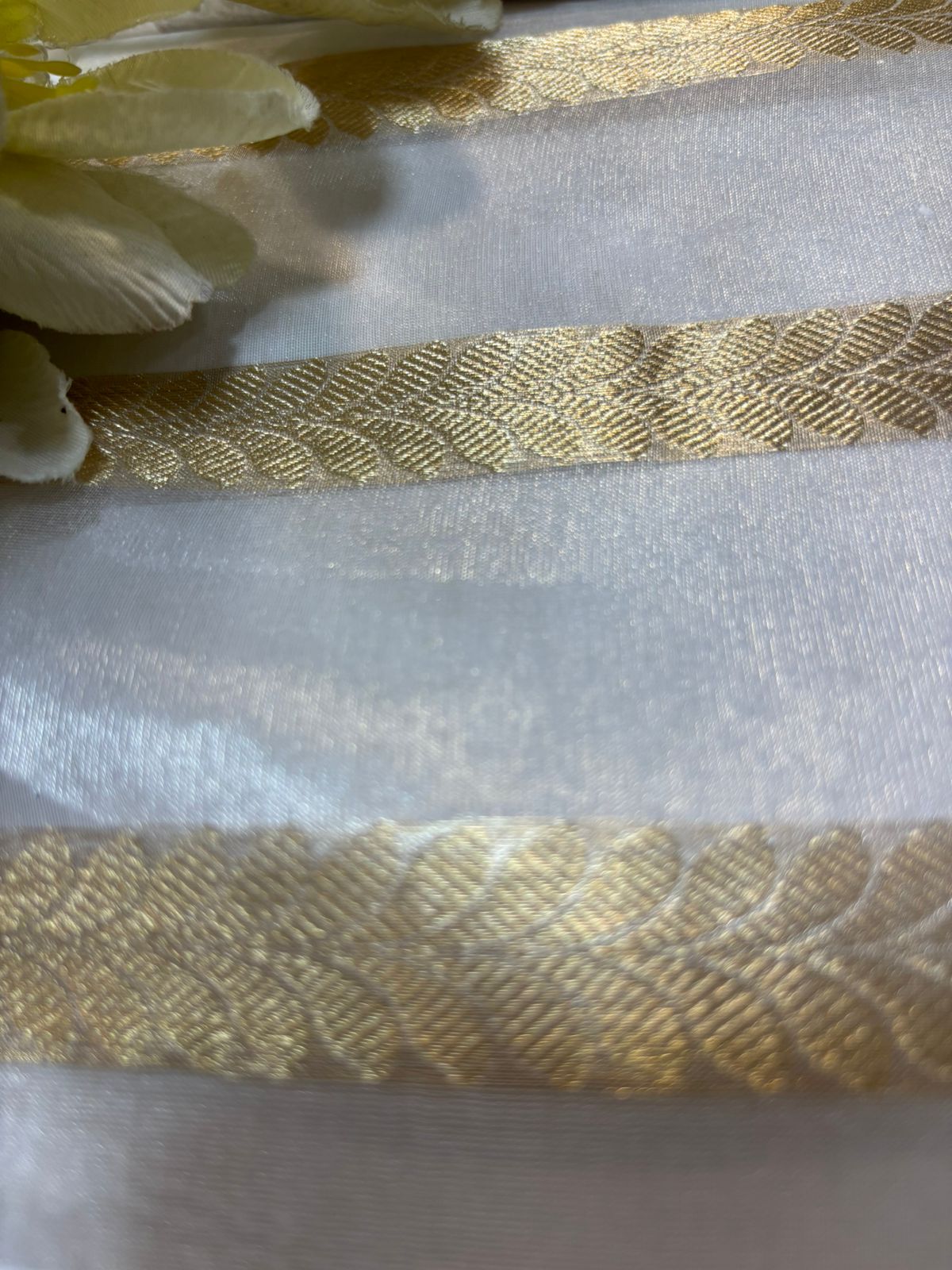 Dyeable Handloom Banarasi Tissue Organza Fabric ( 2.5 Mtr ) - Luxurion World