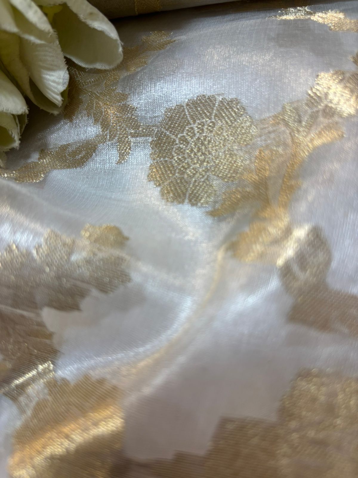 Dyeable Handloom Banarasi Tissue Organza Fabric ( 2.5 Mtr ) - Luxurion World