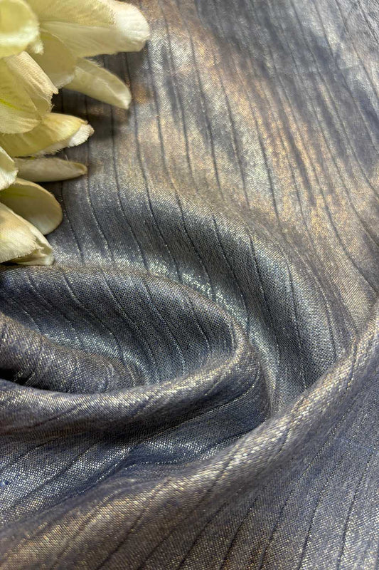 Grey Handloom Banarasi Tissue Crush Fabric ( 2.5 Mtr ) - Luxurion World