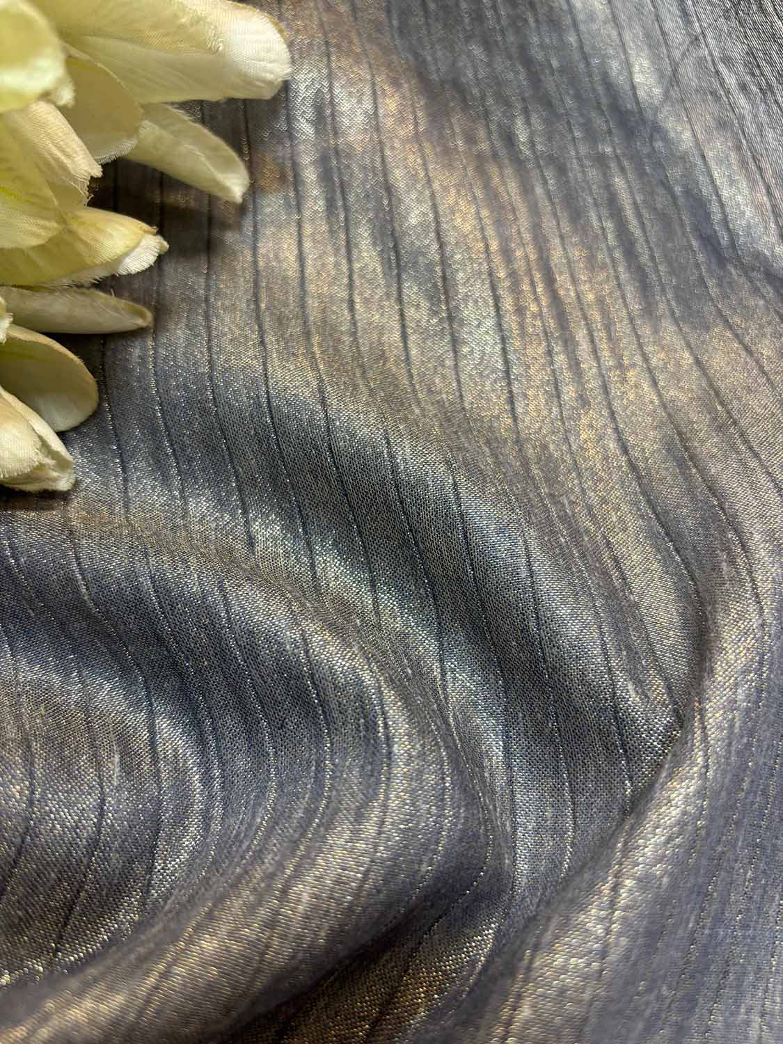 Grey Handloom Banarasi Tissue Crush Fabric ( 2.5 Mtr ) - Luxurion World