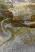 Exquisite Golden Handloom Banarasi Tissue Crush Fabric ( 2.5 Mtr ) - Luxurion World