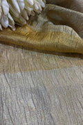 Exquisite Golden Handloom Banarasi Tissue Crush Fabric ( 2.5 Mtr ) - Luxurion World