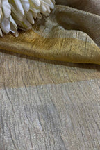 Exquisite Golden Handloom Banarasi Tissue Crush Fabric ( 2.5 Mtr ) - Luxurion World