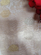 Dyeable Handloom Banarasi Tissue Crush Booti Design Fabric ( 2.5 Mtr ) - Luxurion World