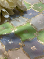 Multicolor Handloom Banarasi Silk Rangkat Fabric ( 1 Mtr ) - Luxurion World