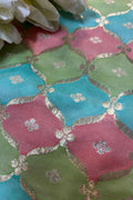 Multicolor Handloom Banarasi Silk Rangkat Fabric ( 1 Mtr ) - Luxurion World