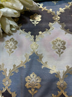 Multicolor Handloom Banarasi Silk Rangkat Fabric ( 1 Mtr ) - Luxurion World