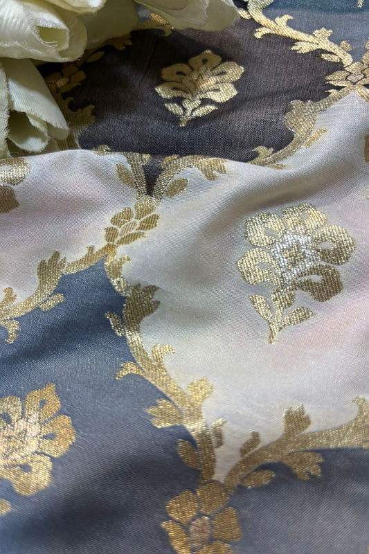 Multicolor Handloom Banarasi Silk Rangkat Fabric ( 1 Mtr ) - Luxurion World