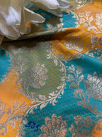 Multicolor Handloom Banarasi Silk Rangkat Fabric ( 1 Mtr ) - Luxurion World