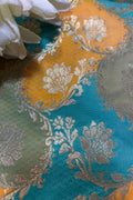 Multicolor Handloom Banarasi Silk Rangkat Fabric ( 1 Mtr ) - Luxurion World