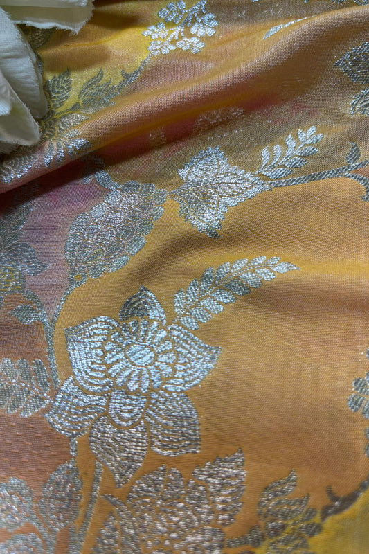 Multicolor Handloom Banarasi Silk Rangkat Fabric ( 1 Mtr ) - Luxurion World