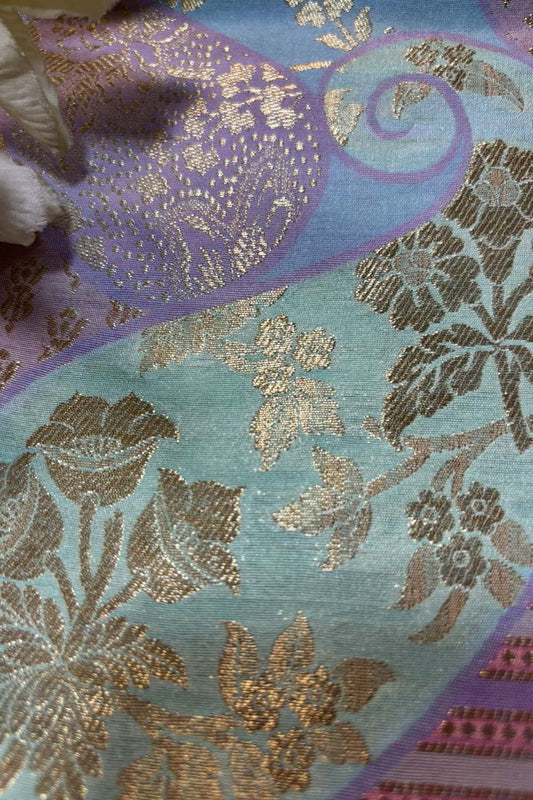 Multicolor Handloom Banarasi Silk Rangkat Fabric ( 1 Mtr ) - Luxurion World