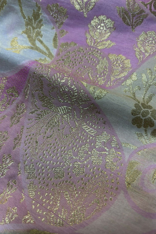 Multicolor Handloom Banarasi Silk Rangkat Fabric ( 1 Mtr ) - Luxurion World