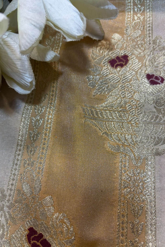 Multicolor Handloom Banarasi Silk Rangkat Fabric ( 1 Mtr ) - Luxurion World