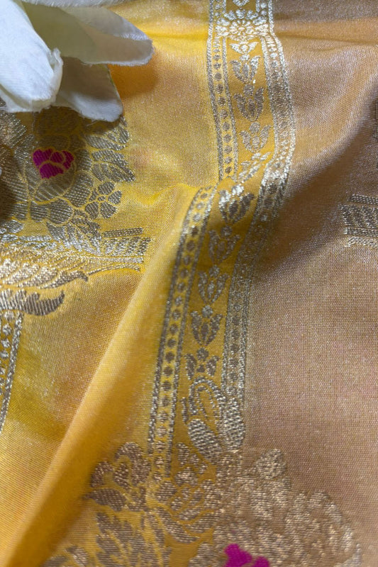 Multicolor Handloom Banarasi Silk Rangkat Fabric ( 1 Mtr ) - Luxurion World