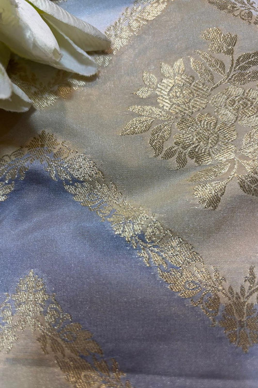 Multicolor Handloom Banarasi Silk Rangkat Fabric ( 1 Mtr ) - Luxurion World