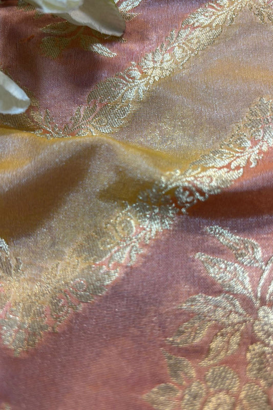 Multicolor Handloom Banarasi Silk Rangkat Fabric ( 1 Mtr ) - Luxurion World