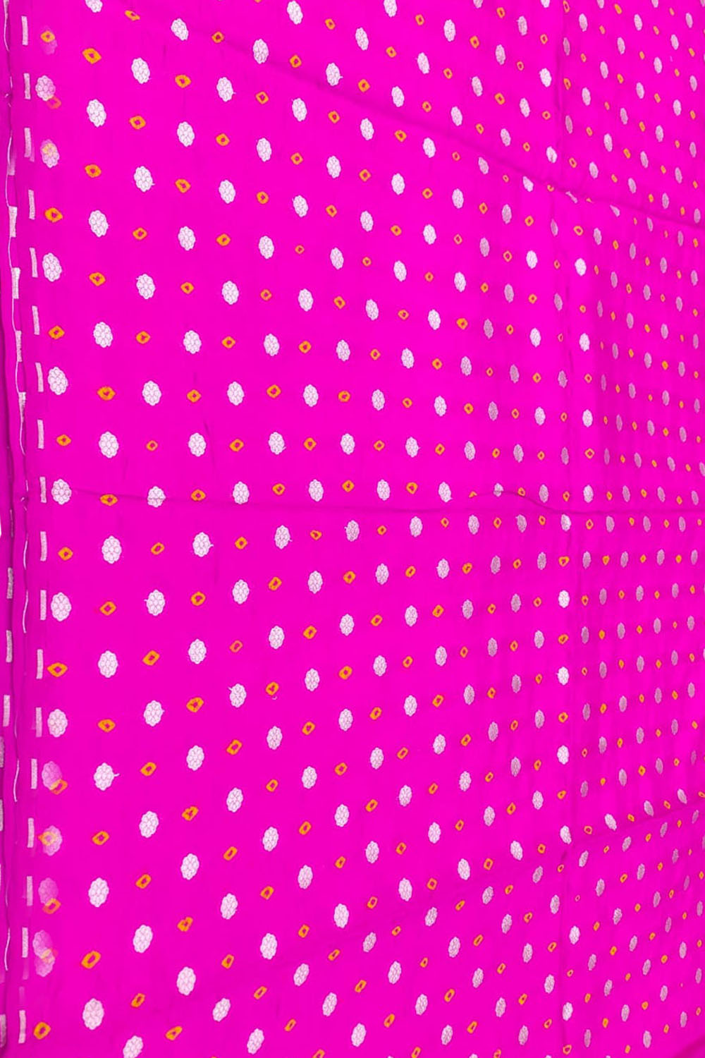 Pink Banarasi Hand Bandhej Pure Chiniya Silk Fabric ( 2.5 Mtr ) - Luxurion World