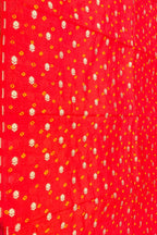 Red Banarasi Hand Bandhej Pure Chiniya Silk Fabric ( 2.5 Mtr ) - Luxurion World