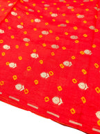 Red Banarasi Hand Bandhej Pure Chiniya Silk Fabric ( 2.5 Mtr ) - Luxurion World
