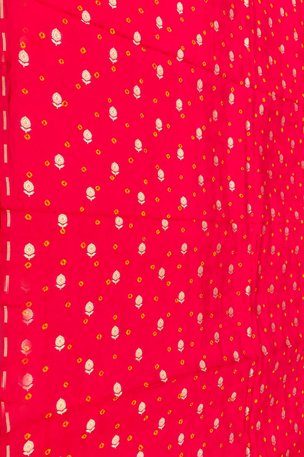Exquisite Pink Banarasi Hand Bandhej Pure Chiniya Silk Fabric ( 2.5 Mtr ) - Luxurion World