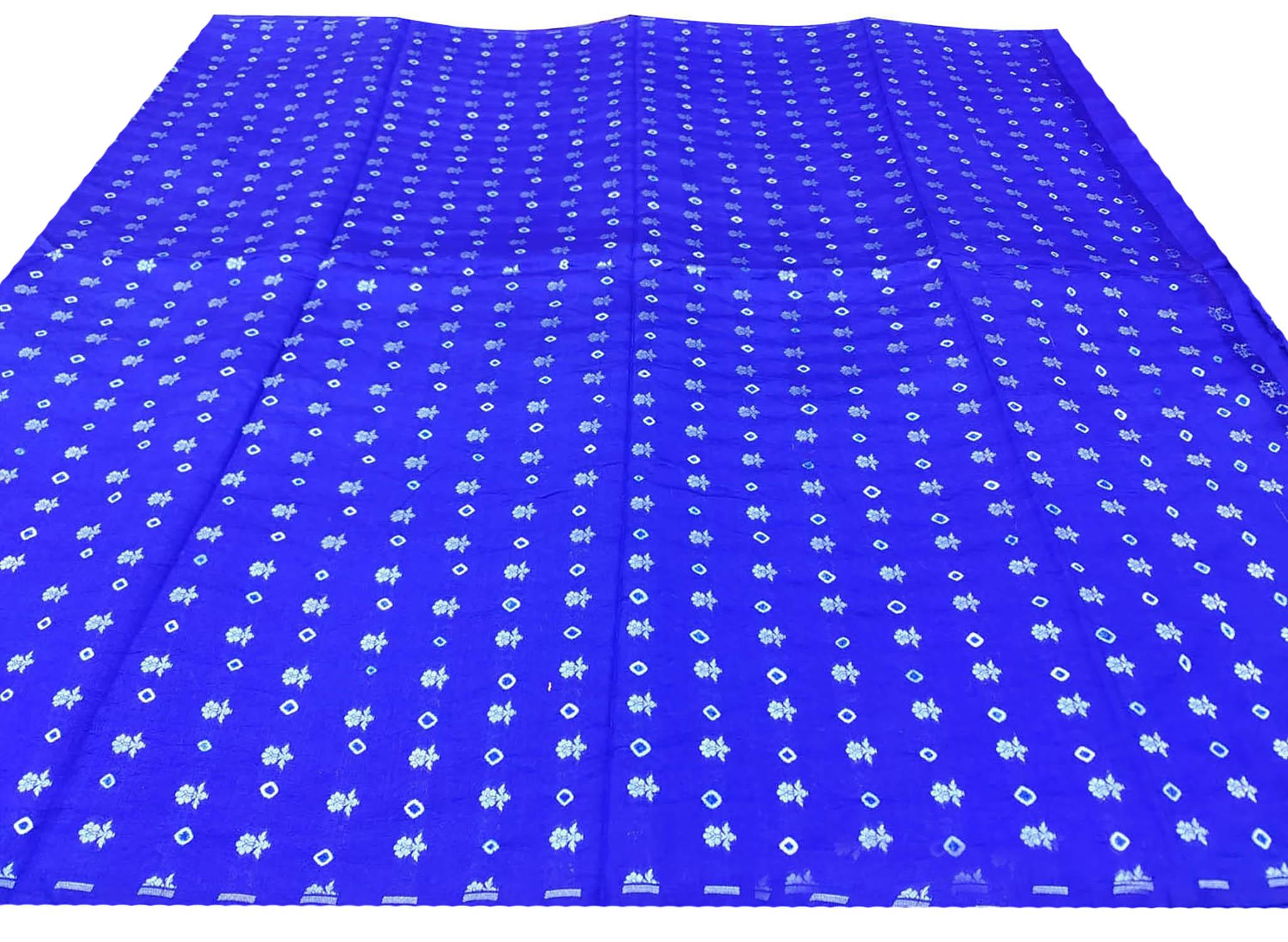 Blue Banarasi Hand Bandhej Pure Chiniya Silk Fabric ( 2.5 Mtr ) - Luxurion World