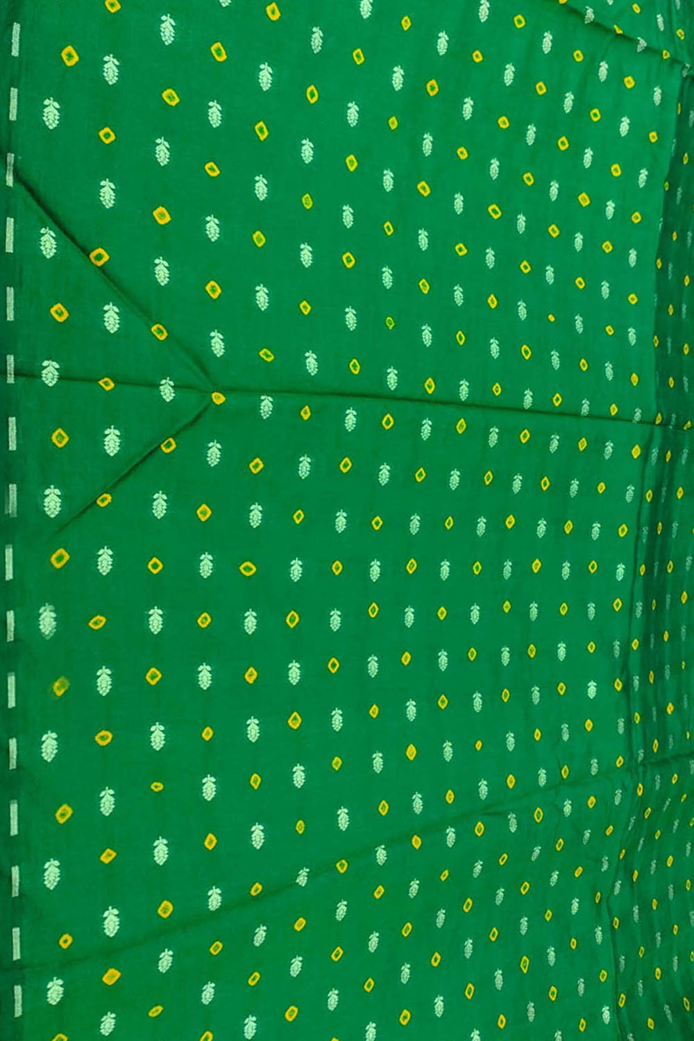 Green Banarasi Hand Bandhej Pure Chiniya Silk Fabric ( 2.5 Mtr ) - Luxurion World