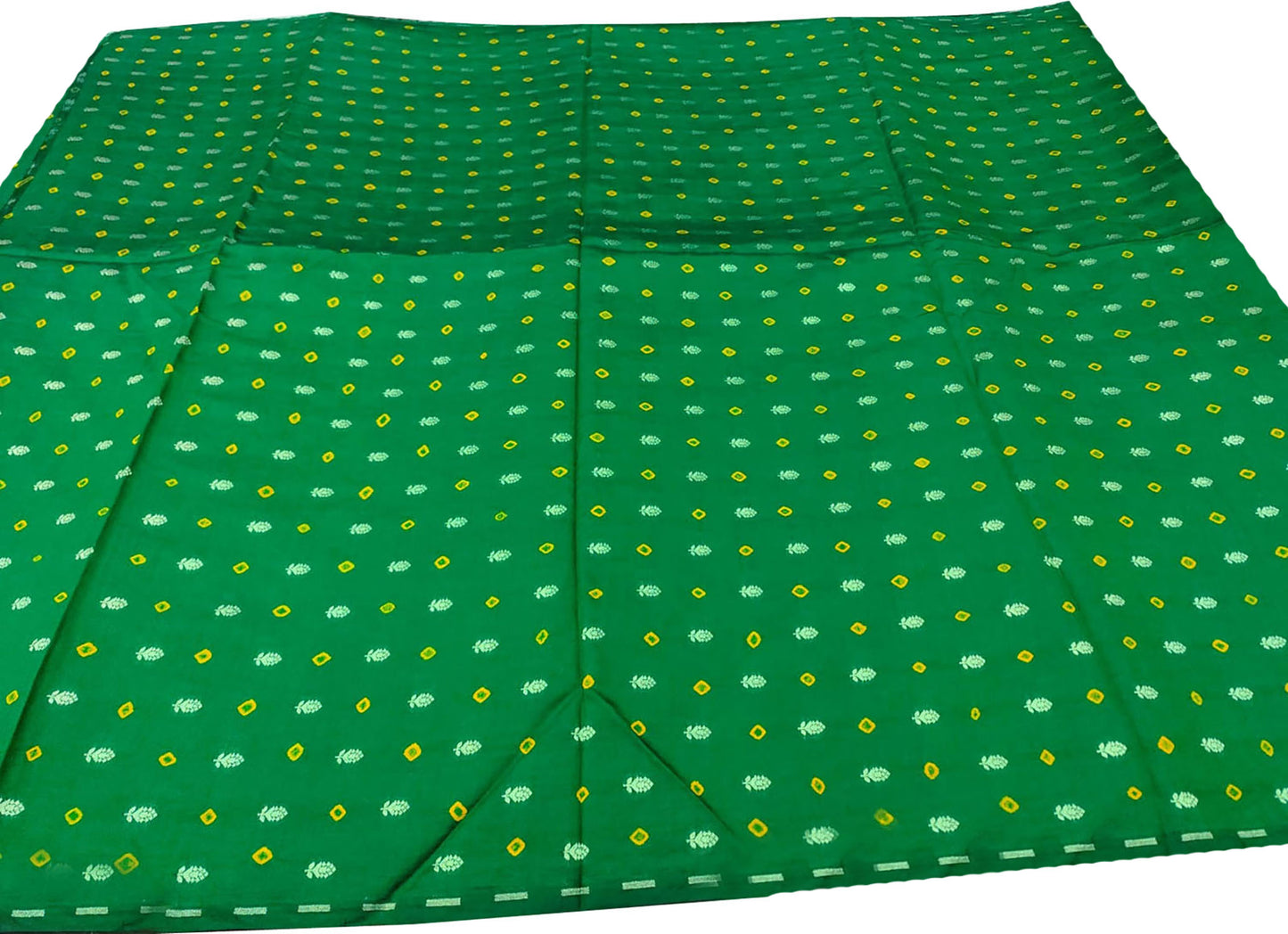 Green Banarasi Hand Bandhej Pure Chiniya Silk Fabric ( 2.5 Mtr ) - Luxurion World