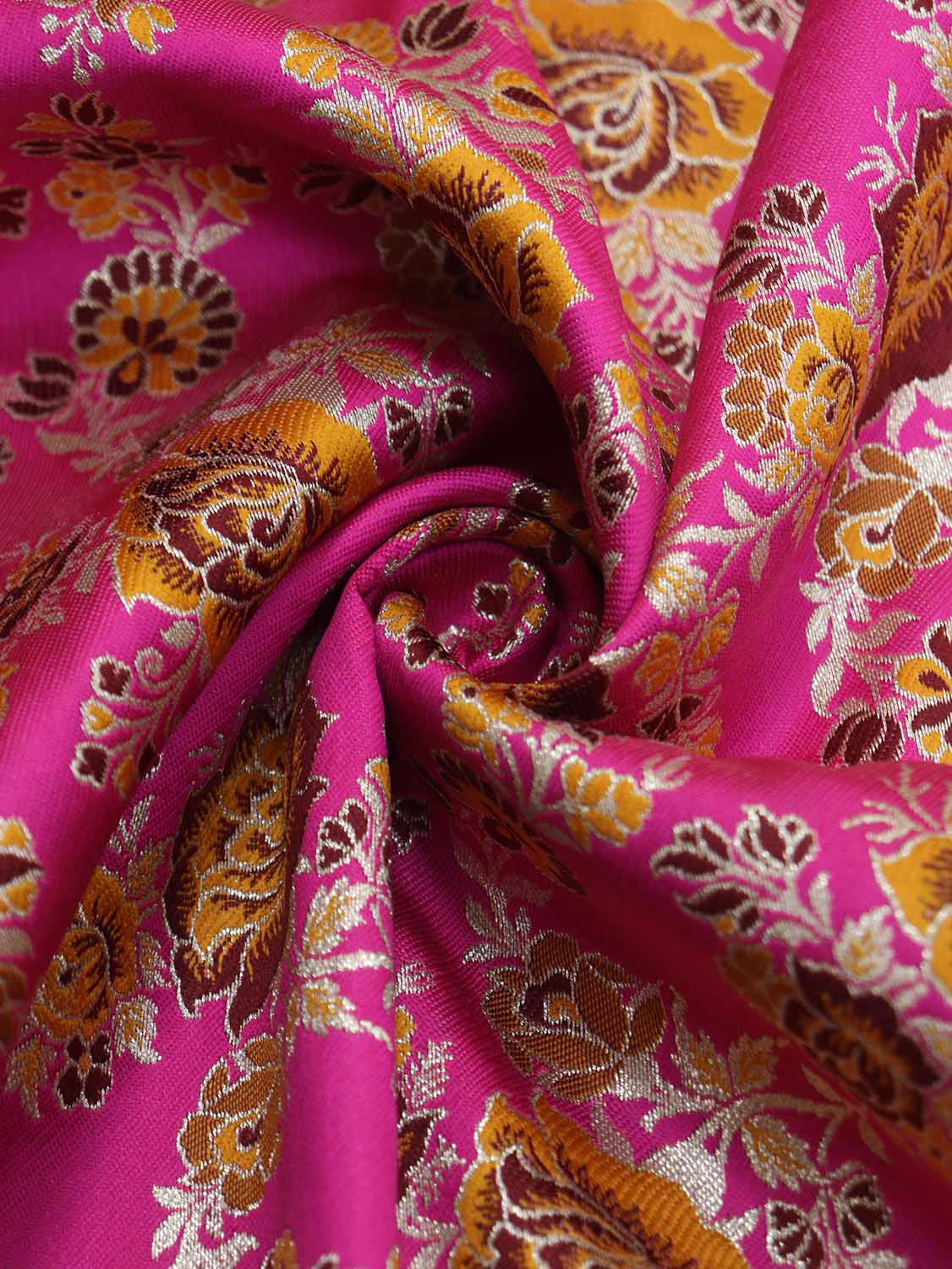 Exquisite Pink Banarasi Silk Meenakari Fabric - 1 Mtr - Luxurion World