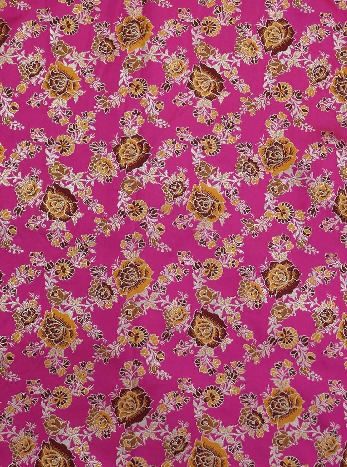 Exquisite Pink Banarasi Silk Meenakari Fabric - 1 Mtr - Luxurion World