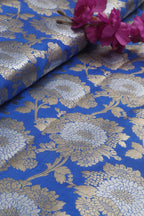 Blue Banarasi Silk Fabric ( 1 Mtr ) - Luxurion World
