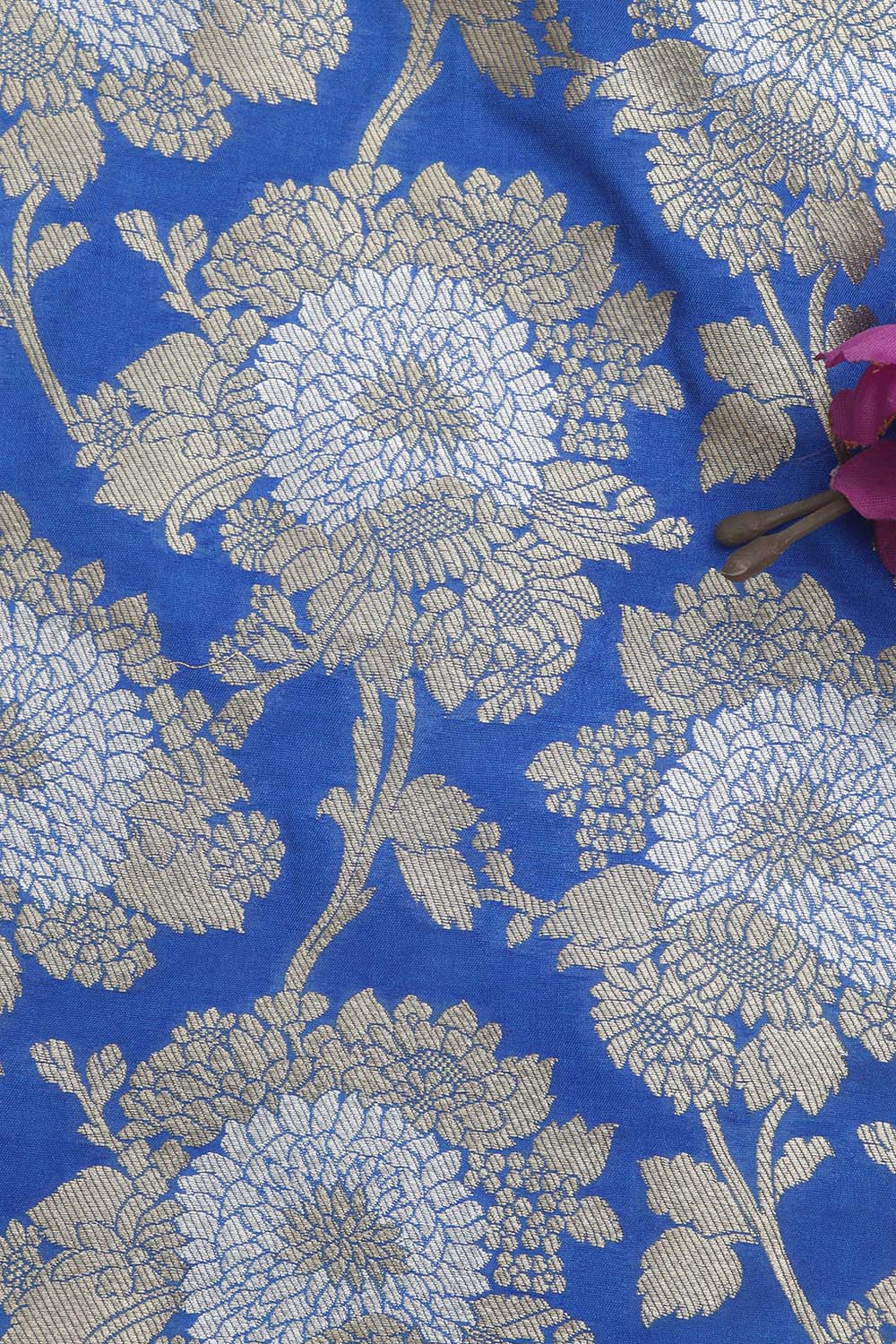 Blue Banarasi Silk Fabric ( 1 Mtr ) - Luxurion World
