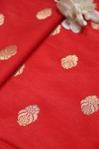 Red Banarasi Silk Fabric ( 1 Mtr ) - Luxurion World