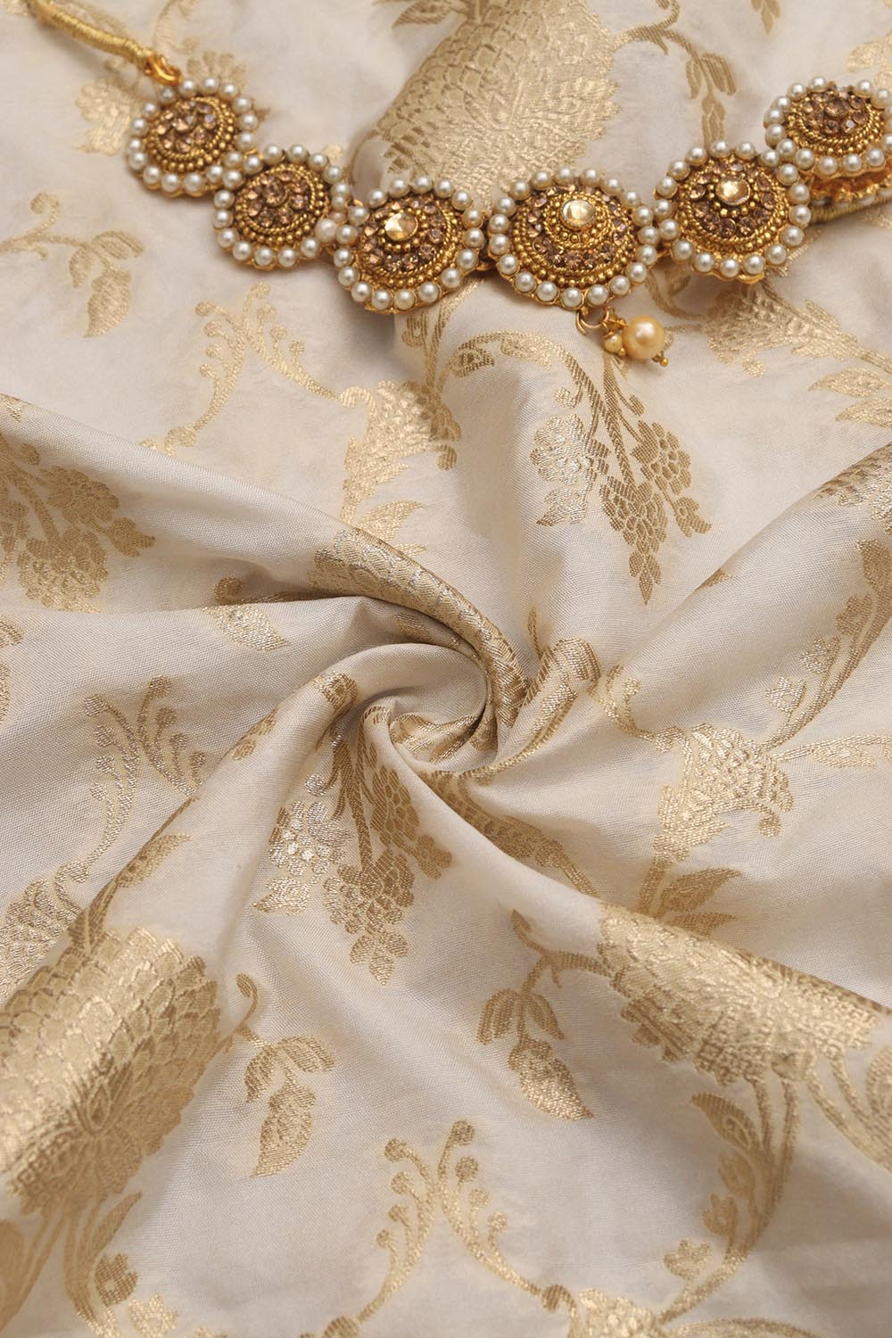 Dyeable Banarasi Silk Fabric ( 1 Mtr ) - Luxurion World