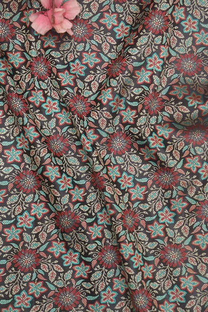 Exquisite Black Banarasi Silk Tanchui Jamawar Brocade Fabric: Shop Now ( 1 Mtr ) - Luxurion World