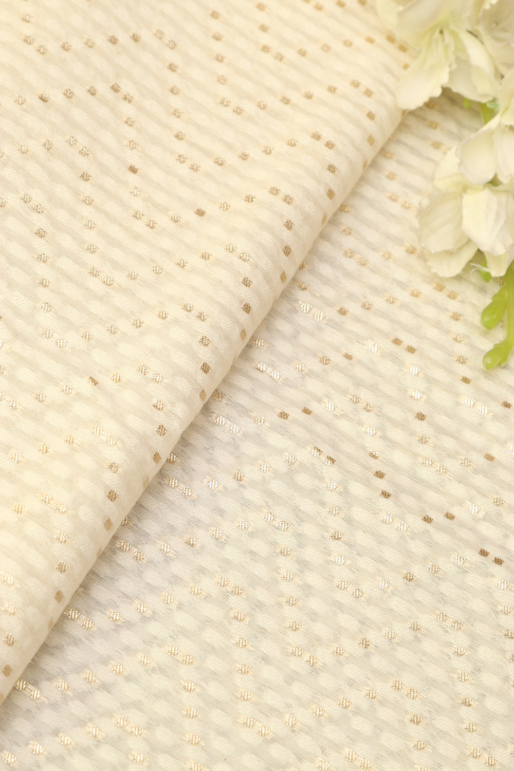 Vibrant Dyeable Banarasi Cotton Silk Fabric ( 1 Mtr ) - Luxurion World