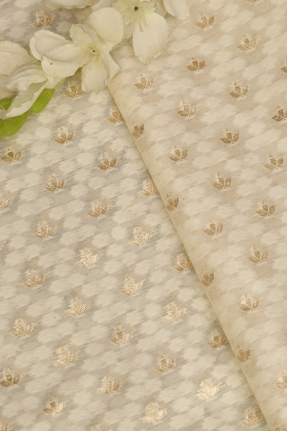 Vibrant Dyeable Banarasi Cotton Silk Fabric ( 1 Mtr ) - Luxurion World