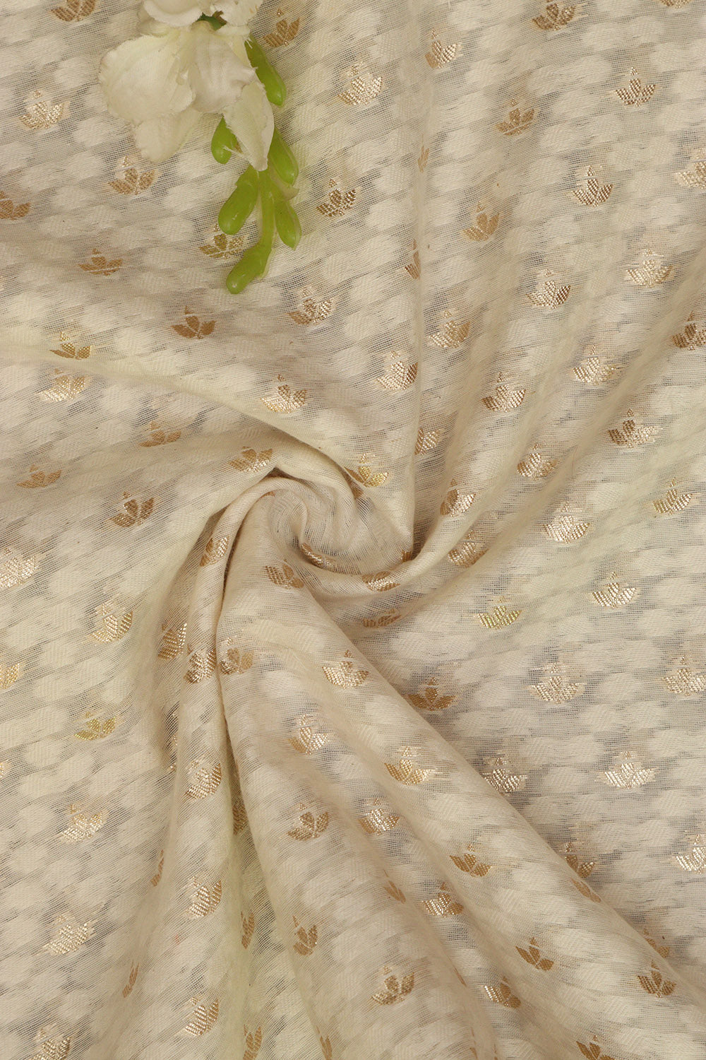 Vibrant Dyeable Banarasi Cotton Silk Fabric ( 1 Mtr ) - Luxurion World