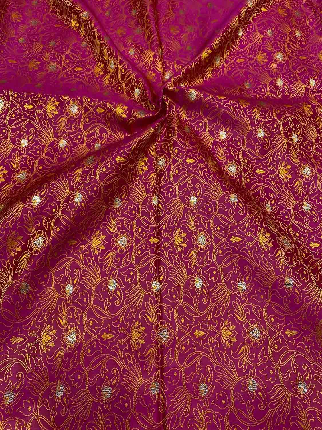 Elegant Pink Banarasi Tanchui Silk Fabric ( 1 Mtr ) - Luxurion World