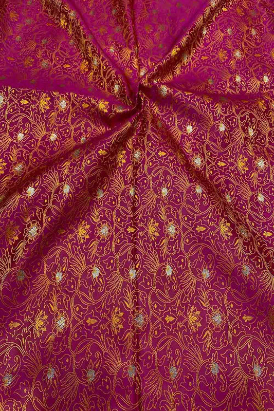 Elegant Pink Banarasi Tanchui Silk Fabric ( 1 Mtr ) - Luxurion World
