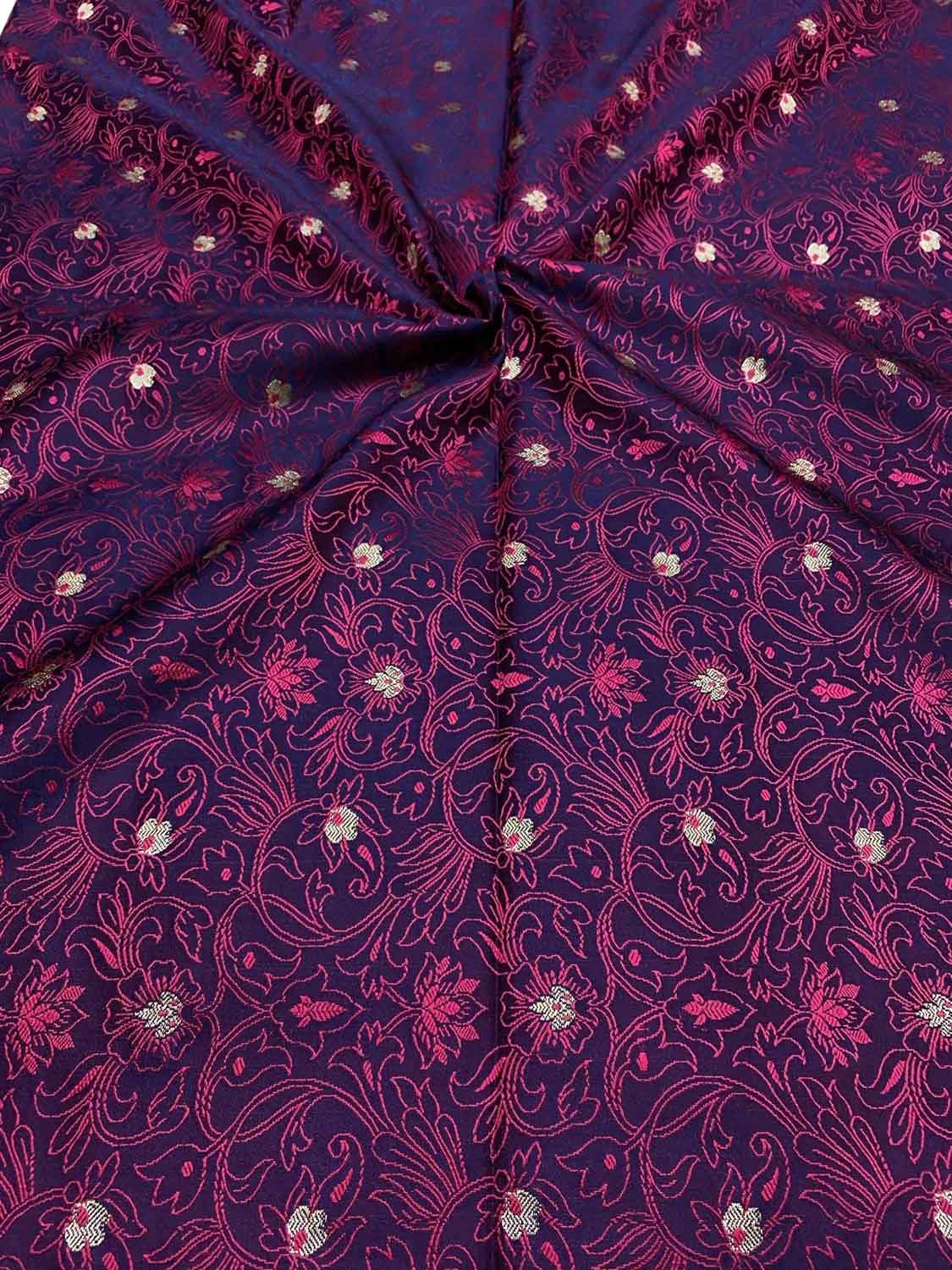 Exquisite Purple Banarasi Tanchui Silk Fabric ( 1 Mtr ) - Luxurion World