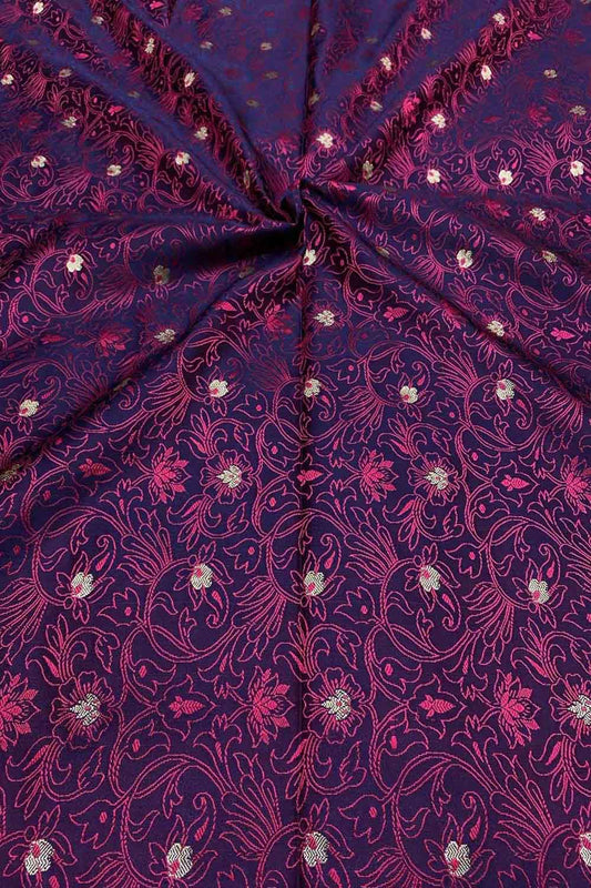 Exquisite Purple Banarasi Tanchui Silk Fabric ( 1 Mtr ) - Luxurion World